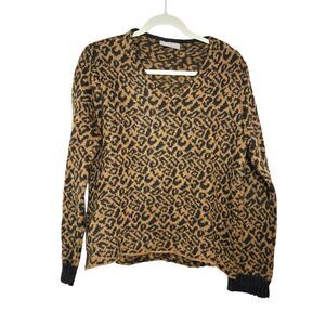 Wooden Ships Leopard V-Neck Sweater Size Small/Medium